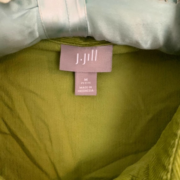 J. Jill green corduroy long sleeve button up shirt M - Picture 4 of 5